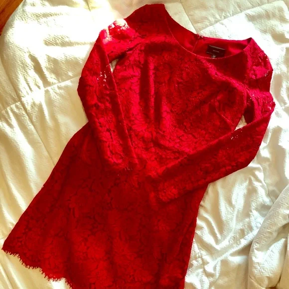 Vera Wang | Dresses | Vera Wang Red Lace Dress | Poshmark